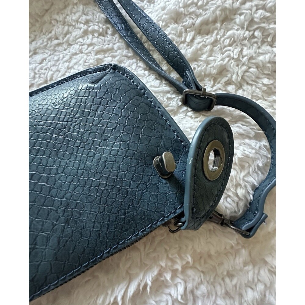 Joy Susan Purse Blue Vegan Leather Snake Skin Crossbody Clutch Detachable Straps